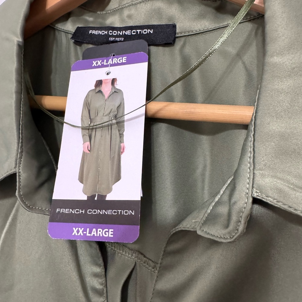 French Connection Sage Green Long Sleeve‎ Dress Size: XXL - Picture 6 of 9